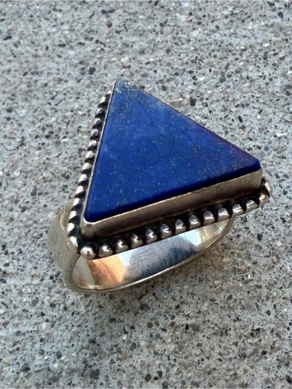 Vintage Sterling Silver 925  Blue Lapis Lazuli Boho Statement Ring Size 7.5